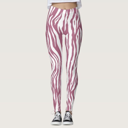 coole Rosa Tigerstreifen Muster Leggings (Vorderseite)