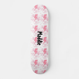Coole, rosa und weiß leuchtende Mädchen nach Maß Skateboard