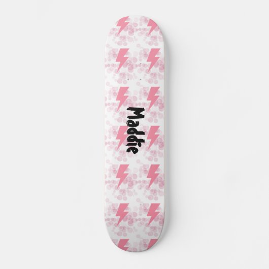 Coole, rosa und weiß leuchtende Mädchen nach Maß Skateboard (Vorderseite)