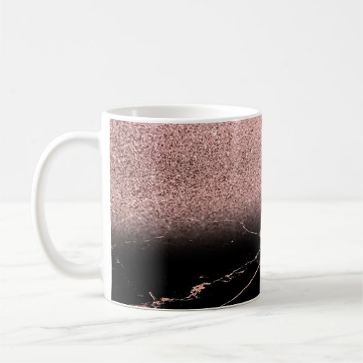Coole Rose Gold Glitzer, Marmor - Personalisiert Kaffeetasse (Links)
