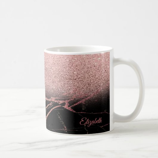 Coole Rose Gold Glitzer, Marmor - Personalisiert Kaffeetasse (Rechts)