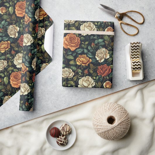 Coole Rose Rustikales Verpackungspapier Geschenkpapier (Kunsthandwerk)