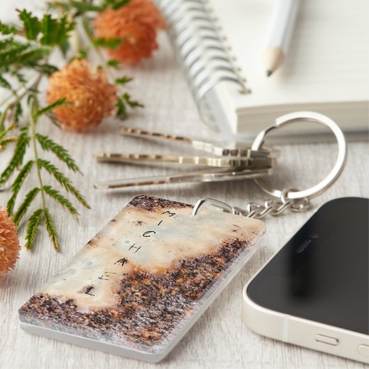 Coole rostige Metallstruktur Individuelle Name Schlüsselanhänger (Vorderseite rechts)