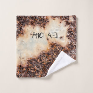 Coole rostige Metallstruktur Individuelle Name Waschlappen