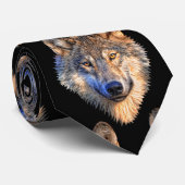 Coole Rot-Schwarz-Krawatte mit Wolf Head anpassen Krawatte (Gerollt)