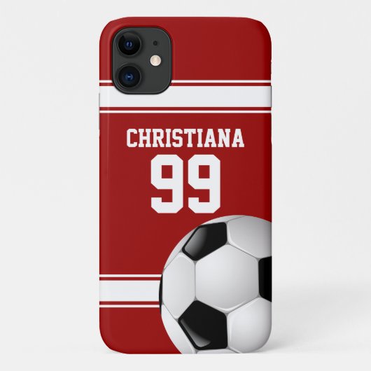 Coole Rot-Streifen Jersey Soccer Ball Case-Mate iPhone Hülle (Rückseite)