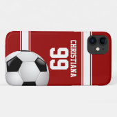 Coole Rot-Streifen Jersey Soccer Ball Case-Mate iPhone Hülle (Rückseite (Horizontal))