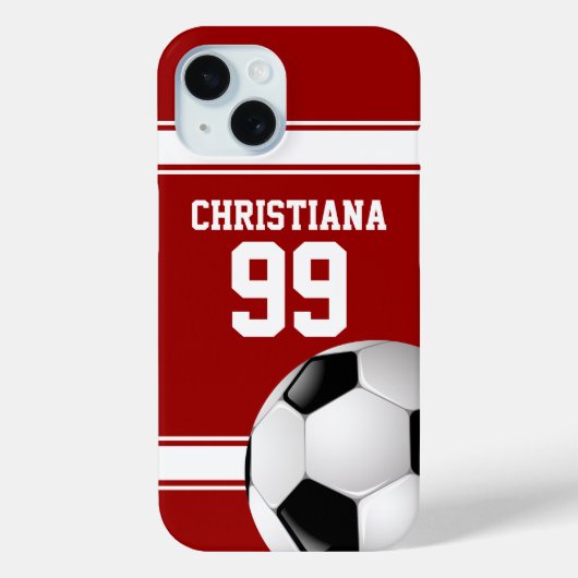 Coole Rot-Streifen Jersey Soccer Ball Case-Mate iPhone Hülle (Rückseite)
