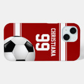 Coole Rot-Streifen Jersey Soccer Ball Case-Mate iPhone Hülle (Rückseite (Horizontal))