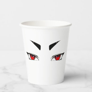 Coole rote Anime-Augen-Papier-Tasse Pappbecher