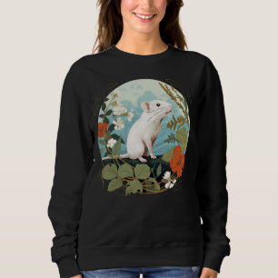 Coole rote Blume mit weißer Ratte für Nagetiere Ko Sweatshirt