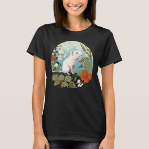 Coole rote Blume mit weißer Ratte für Nagetiere Ko T-Shirt