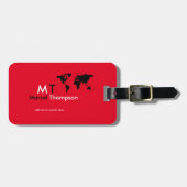coole rote, elegante und moderne Monogramm-Reise Gepäckanhänger (Vorderseite horizontal)