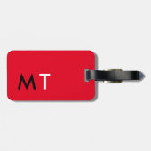 coole rote, elegante und moderne Monogramm-Reise Gepäckanhänger (Rückseite horizontal)