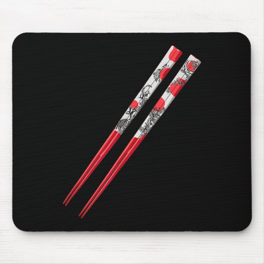 Coole rote Essstäbchen-Kostüm Mousepad (Vorne)