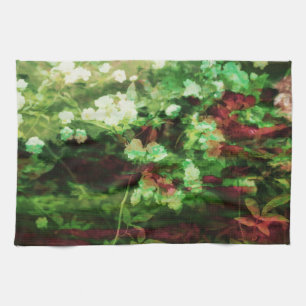 Coole rote grüne Blume Kunstmuster. Naturkonzept Geschirrtuch