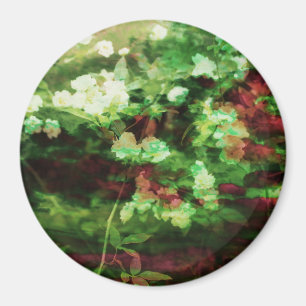 Coole rote grüne Blume Kunstmuster. Naturkonzept Magnet