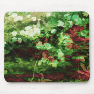 Coole rote grüne Blume Kunstmuster. Naturkonzept Mousepad