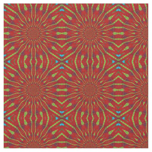 Coole rote moderne, florale Ethnic-Tribal Print Stoff (Nahaufnahme)