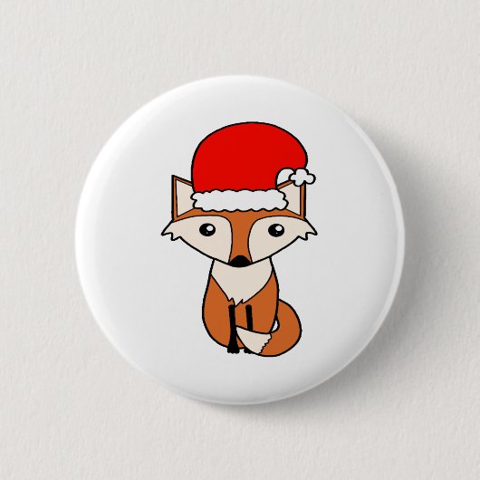Coole rote tragende Weihnachtsmannmütze Fox Button (Vorderseite)