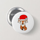 Coole rote tragende Weihnachtsmannmütze Fox Button (Vorne & Hinten)