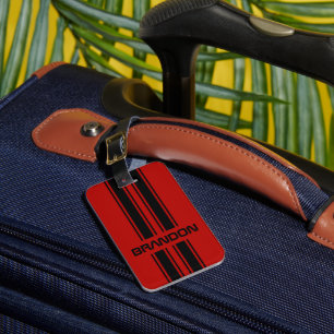 Coole, rote und schwarze Auto-Race-Streifen Gepäckanhänger