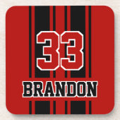 Coole, rote und schwarze Auto-Race-Streifen Getränkeuntersetzer (Vorderseite)