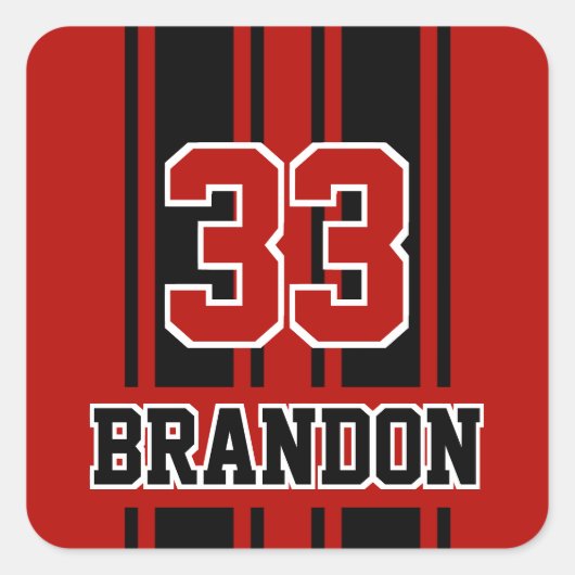 Coole, rote und schwarze Auto-Race-Streifen Quadratischer Aufkleber (Vorderseite)