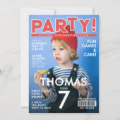 Coole rote weiße Zeitschrift Titelblatt Kinder Pro Einladung (Vorderseite)