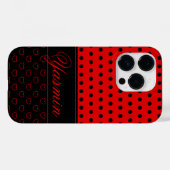 Coole rotfarbene und schwarz-stylische Polka Dots, Case-Mate iPhone Hülle (Rückseite (Horizontal))