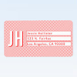 Coole Rücksendeadressen-Aufkleber in Rot und Weiß Adressaufkleber<br><div class="desc">Coole rot-weiße Etiketten mit Monogramm mit Ihren Initialen und Rücksendeadresse.</div>