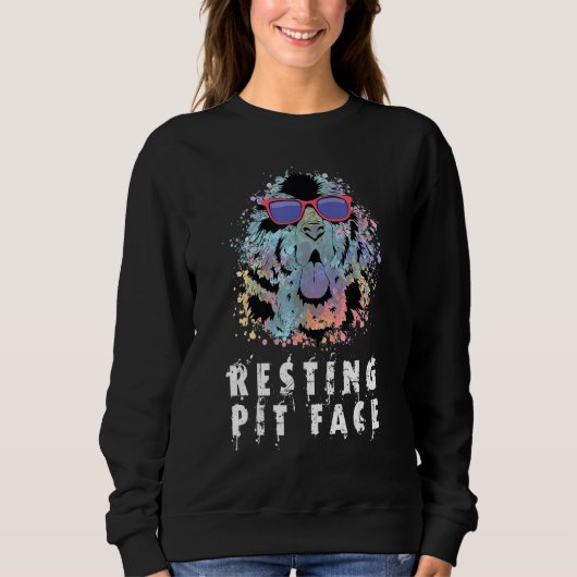 Coole ruhende Pit Face Hunde Gesicht Funny Hund Li Sweatshirt (Vorderseite)