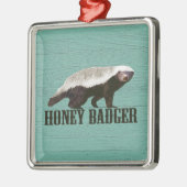 Coole Rustikale Honey Badger Silbernes Ornament (Links)