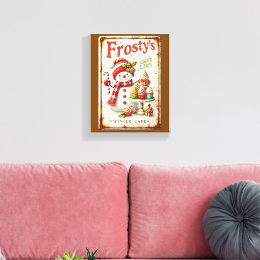 Coole rustikale Kunst Wintercafé Braun Hintergrund Leinwanddruck (Insitu (Wohnzimmer))