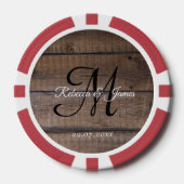 Coole Rustikale Monogramm-Skriptbezeichnung Hochze Pokerchips (Vorderseite)