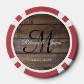 Coole Rustikale Monogramm-Skriptbezeichnung Hochze Pokerchips (Rückseite)