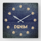 Coole rustikale Uhr blauer Denim-Wall (Vorderseite)
