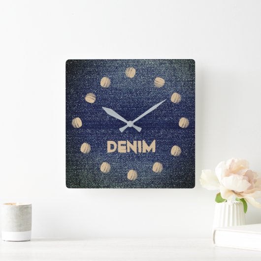 Coole rustikale Uhr blauer Denim-Wall (Zuhause)