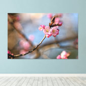 Coole Sakura-Blume gegen den grauen Hintergrund Leinwanddruck (Insitu (Holzboden))