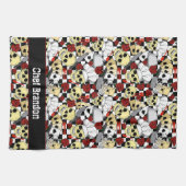 Coole Schädel mit Koch Hats Rote Rosen geprüft Geschirrtuch (Horizontal)