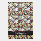 Coole Schädel mit Koch Hats Rote Rosen geprüft Geschirrtuch (Vertikal)