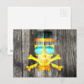 Coole Schädelgläser mit grauem Holzhintergrund Postkarte (Vorne/Hinten)