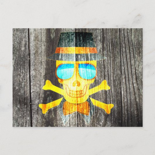 Coole Schädelgläser mit grauem Holzhintergrund Postkarte (Vorderseite)