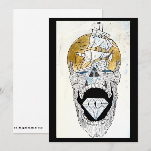 coole Schädelkunst Feiertagskarte (Vorne/Hinten)