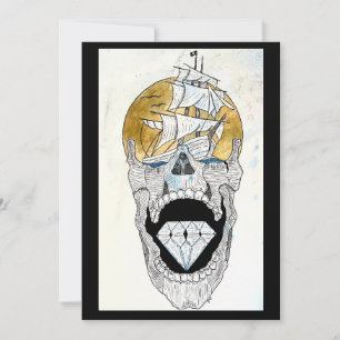 coole Schädelkunst Feiertagskarte