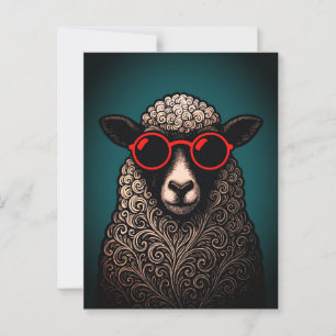 Coole Schaf-Wandkunst Postkarte