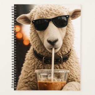 Coole Schafe trinken eisgekühlten Kaffee Planer