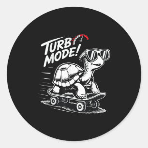 Coole Schildkröte auf Skateboard Funny Turbo Vinta Runder Aufkleber
