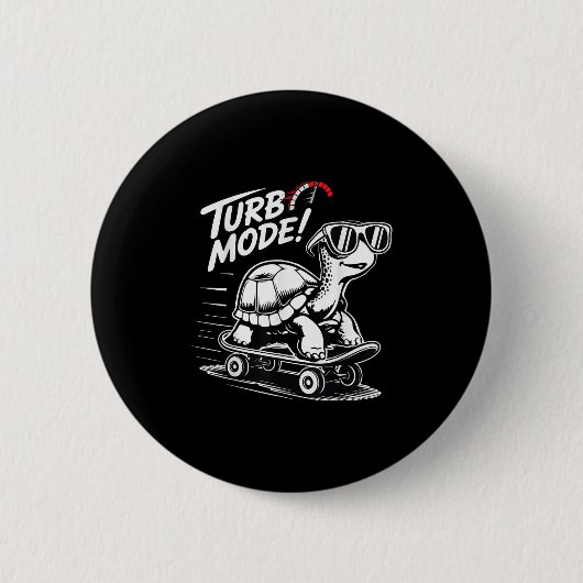 Coole Schildkröte auf Skateboard Lustiges Turbo Vi Button (Vorderseite)
