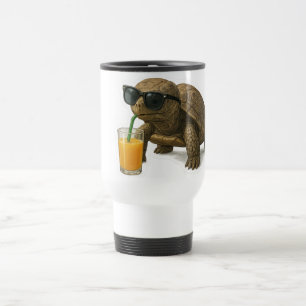 Coole Schildkröte, die Saft trinkt Sticker Reisebecher
